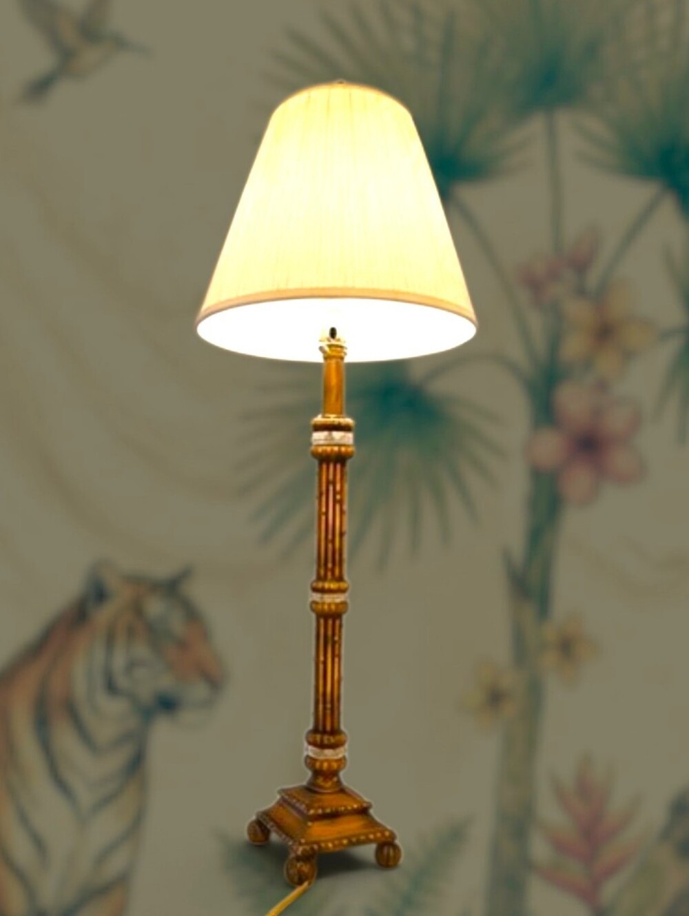 Vintage John Richard Attributed Faux Bamboo & Lucite Buffet Lamp